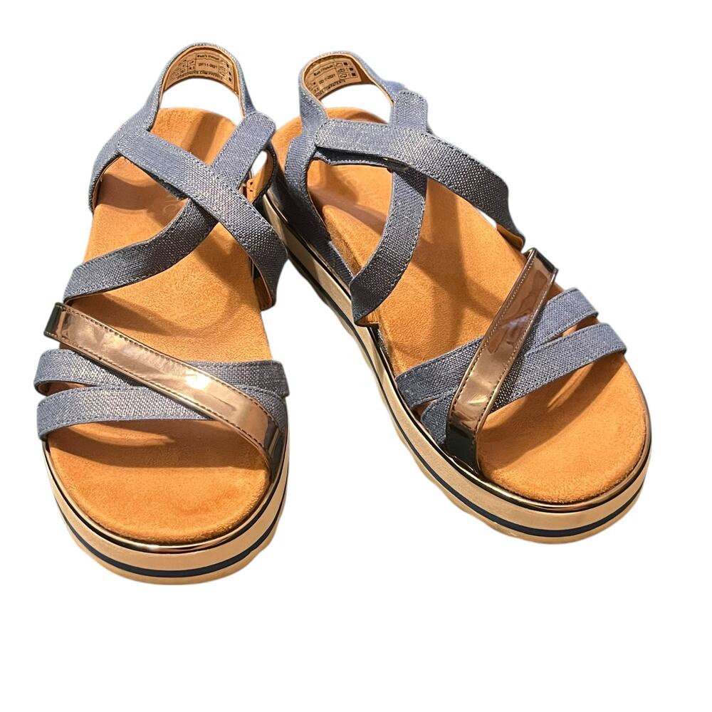 Vionic Kellyn Denim Metallic Platform Sandal